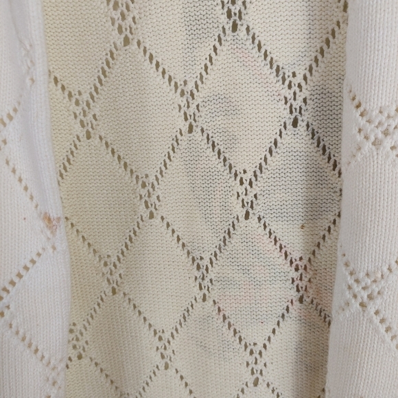 Anthropologie Knitted & Knotted Cream Floral Open Front Cardigan Sweater Size XS - Picture 7 of 11